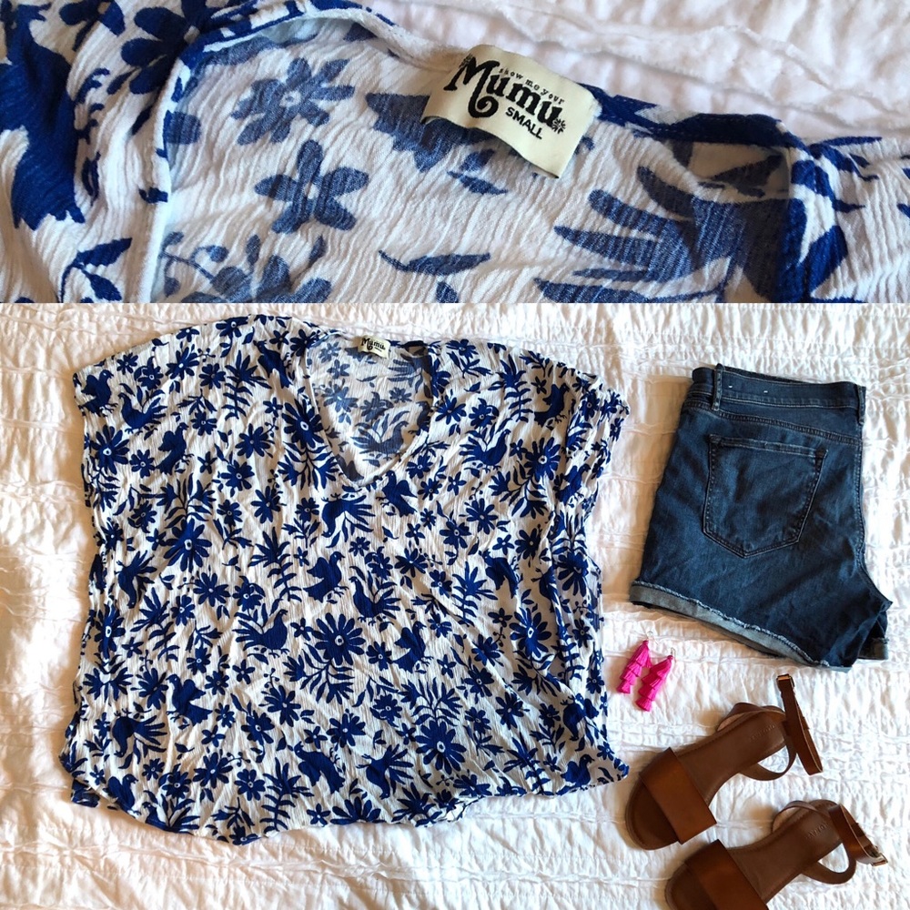 Show Me Your Mumu Senorita Bluebird V Neck Top